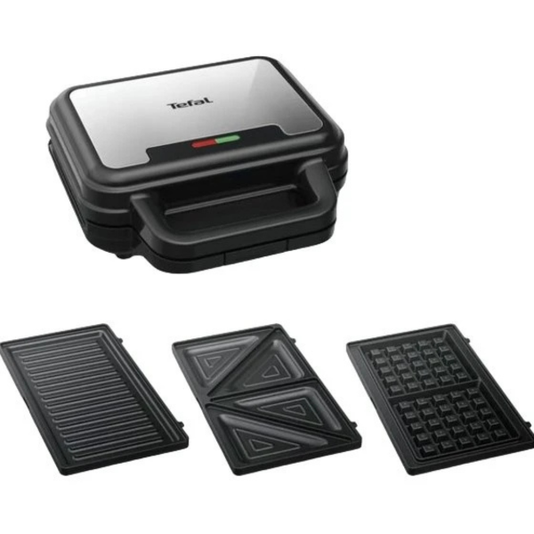 Бутербродниця TEFAL SW383D10 3в1 зі змінними антипригарними пластинами для сендвічів, вафель та паніні