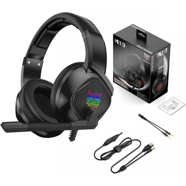 Игровые наушники ONIKUMA K19 с 3D Surround Sound и LED-подсветкой для геймеров
