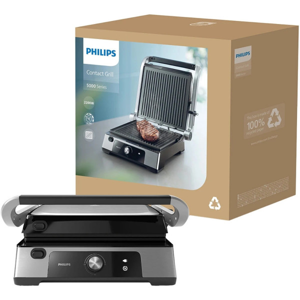 Гриль Philips HD6301/90 двусторонний со съемными пластинами и поддоном для жира