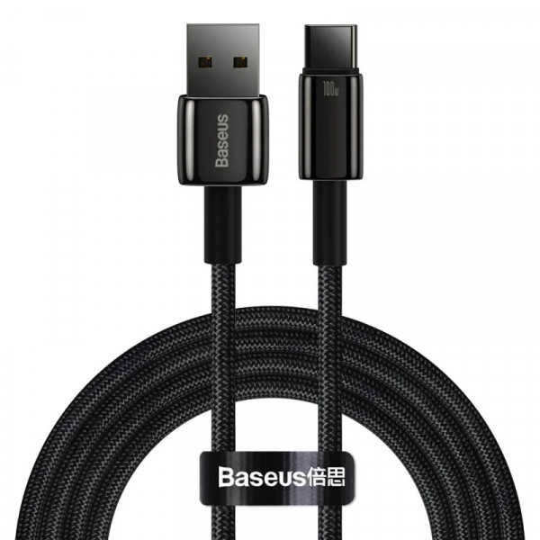 Кабель Baseus Tungsten Gold USB-A to Type-C 2 м, 100W для швидкої зарядки та синхронізації даних