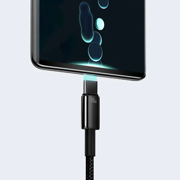 Кабель Baseus Tungsten Gold USB-A to Type-C 2 м, 100W для швидкої зарядки та синхронізації даних