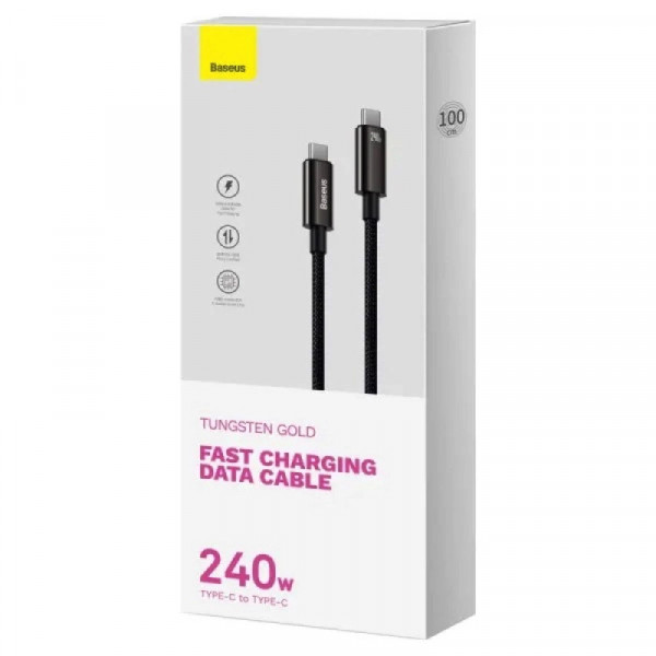 Кабель Baseus Tungsten Gold Fast Charging Data Cable Type-C to Type-C 240W 2 м для надшвидкої зарядки