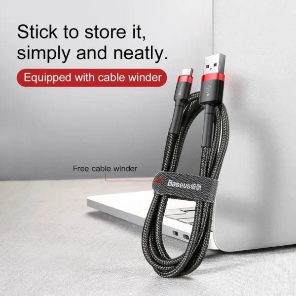 Кабель Baseus Cafule USB to Type-C 3 м для швидкої зарядки та синхронізації даних