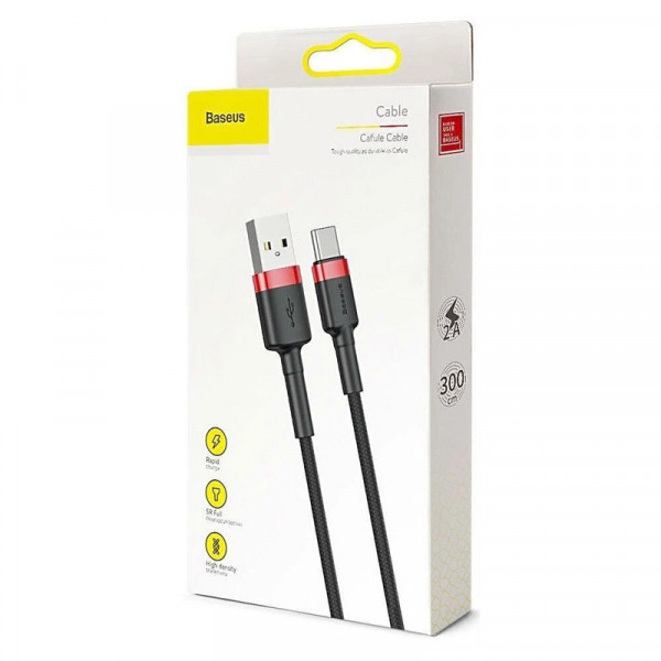 Кабель Baseus Cafule USB to Type-C 3 м для швидкої зарядки та синхронізації даних
