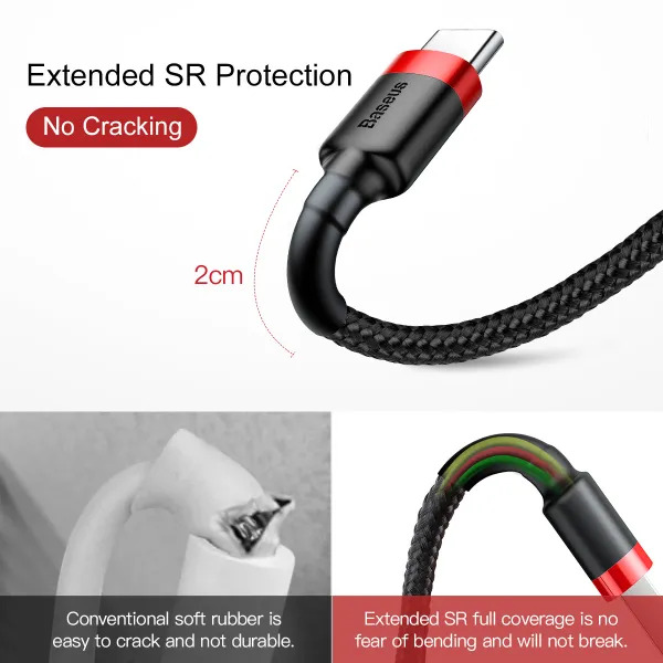 Кабель Baseus Cafule USB to Type-C 3 м для швидкої зарядки та синхронізації даних