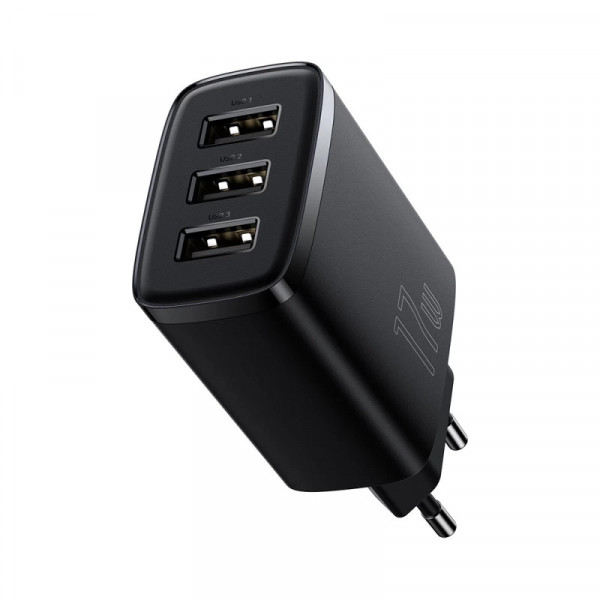 Мережевий зарядний пристрій Baseus Compact Charger 3U 17W з 3 портами USB для одночасної зарядки гаджетів