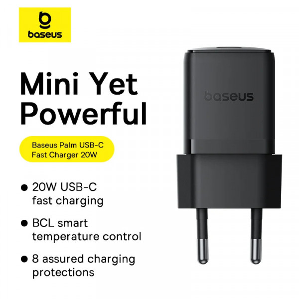 Мережевий зарядний пристрій Baseus Palm Fast Charger 1C 20W Type-C з підтримкою Power Delivery