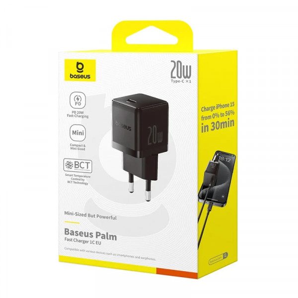 Мережевий зарядний пристрій Baseus Palm Fast Charger 1C 20W Type-C з підтримкою Power Delivery