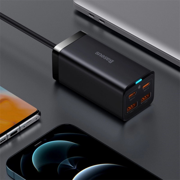 Мережевий зарядний пристрій Baseus GaN3 Pro 100W 2USB 2Type-C для швидкої зарядки