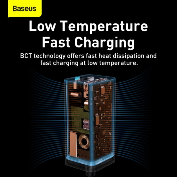 Мережевий зарядний пристрій Baseus GaN3 Pro 100W 2USB 2Type-C для швидкої зарядки