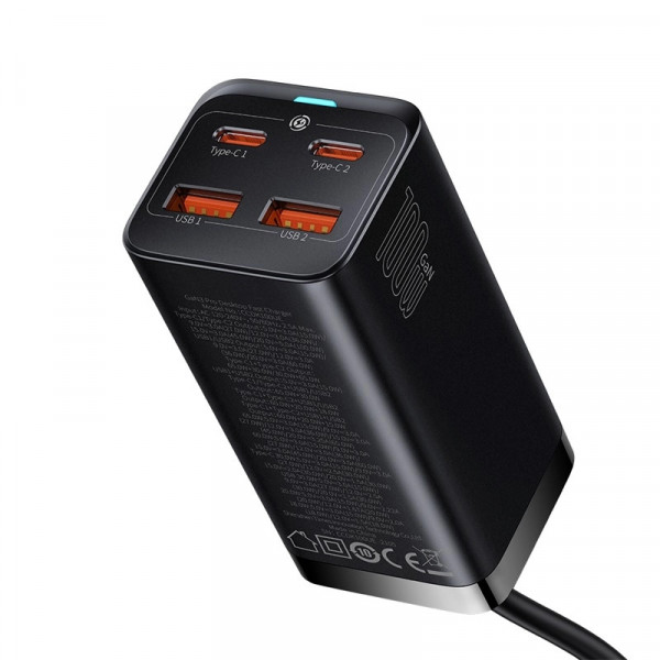 Мережевий зарядний пристрій Baseus GaN3 Pro 100W 2USB 2Type-C для швидкої зарядки