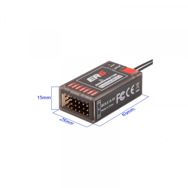 Приймач RadioMaster ER6 ELRS 2.4GHz 6-канальний з підтримкою телеметрії та подвійною антеною