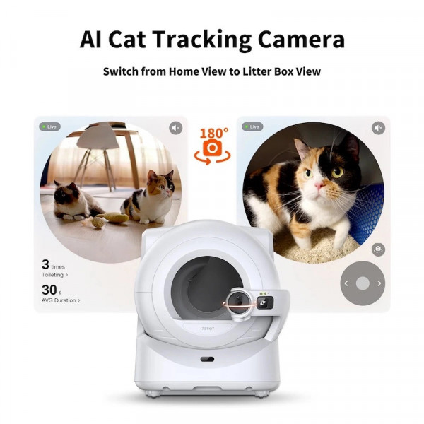 Смарт автоматический лоток PETKIT Purobot Ultra with Camera с камерой — дистанционный контроль и автоматическая очистка