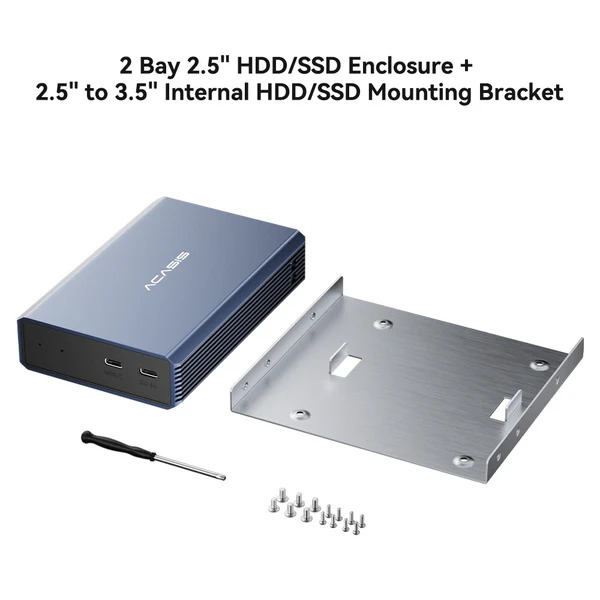 Корпус для жорстких дисків ACASIS EC-7252 USB 3.0 з підтримкою RAID до 12 ТБ для SATA HDD/SSD 2,5 дюйма