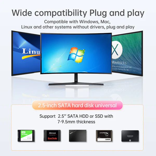Корпус для жорстких дисків ACASIS EC-7252 USB 3.0 з підтримкою RAID до 12 ТБ для SATA HDD/SSD 2,5 дюйма