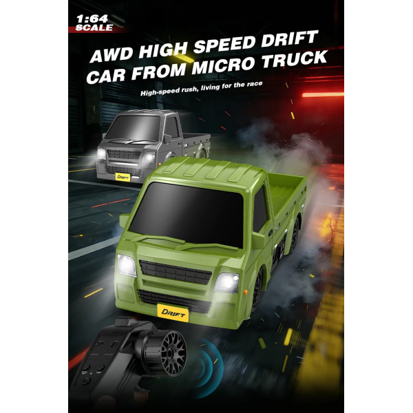 Мини-грузовик на радиоуправлении K60 1:64 4WD Drift с LED-подсветкой для эффектных дрифт-заездов