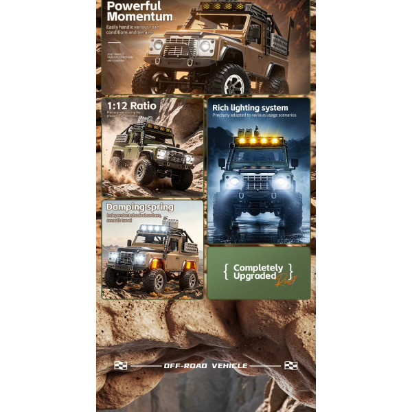 Радіокерований позашляховик KFPLAN KF90 1:12 4WD з пропорційним керуванням та тривалою автономністю 