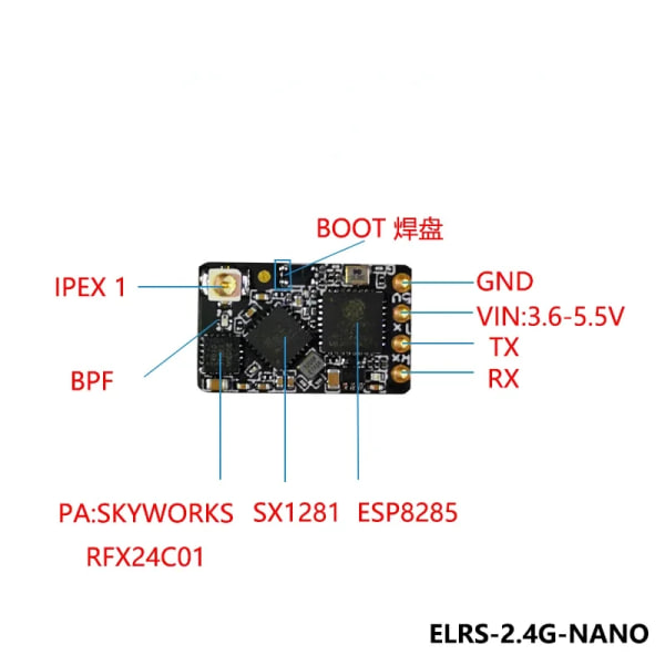 Приемник радиосигнала BAYCK ExpressLRS Nano 2.4GHz для стабильной FPV-связи