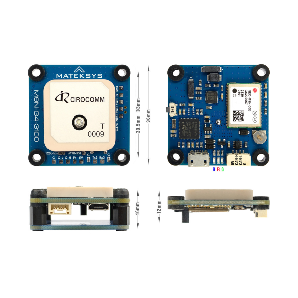 Навигационный модуль Matek M9N-G4-3100 с GNSS M9N и компасом RM3100 для высокоточного позиционирования