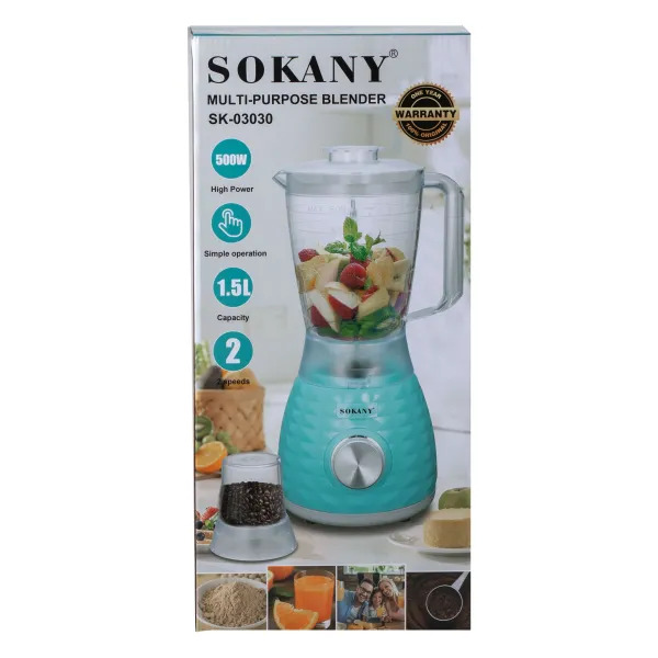 Блендер стационарный Sokany SK-03030 500 Вт с чашей 1,5 л и кофемолкой