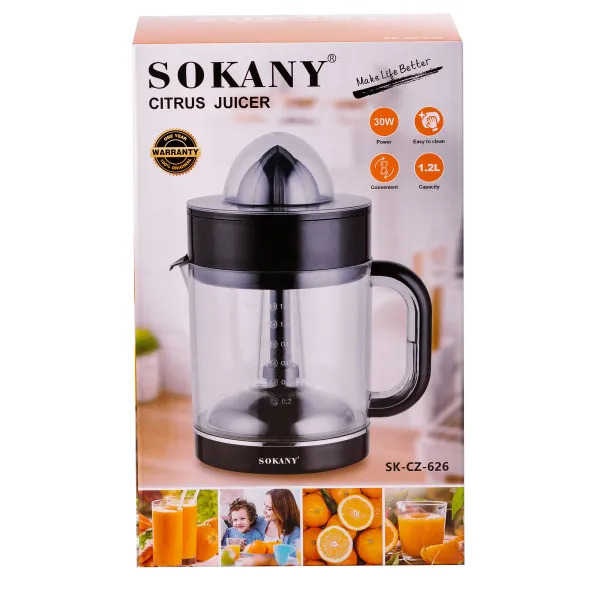 Соковижималка для цитрусових Sokany SK-CZ-626 30 Вт з чашею 1,2 л та двома конусами