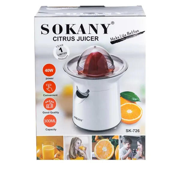 Соковыжималка для цитрусовых Sokany SK-726 300 мл с функцией автоматического старта и защитой от перегрева