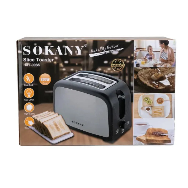 Тостер Sokany HJT-008S 800 Вт с 7 режимами обжаривания и функциями подогрева и размораживания