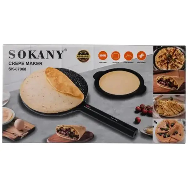 Блинница электрическая SOKANY SK-07068 600 Вт 20 см с антипригарным покрытием для тонких блинов