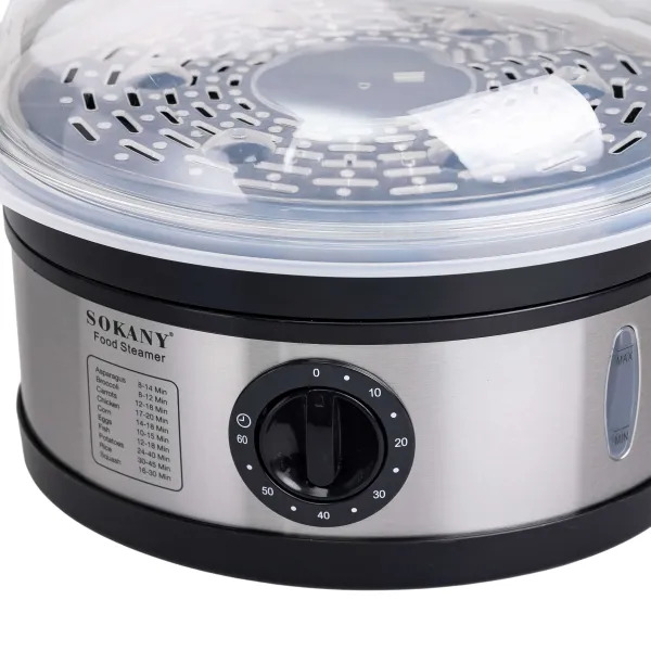 Пароварка електрична Sokany SK-07018 11 л трирівнева для приготування кількох страв одночасно