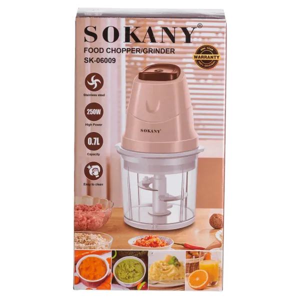 Чопер кухонный SOKANY SK-06026 600 Вт с чашей 2,5 л и 4 ножами для быстрого измельчения