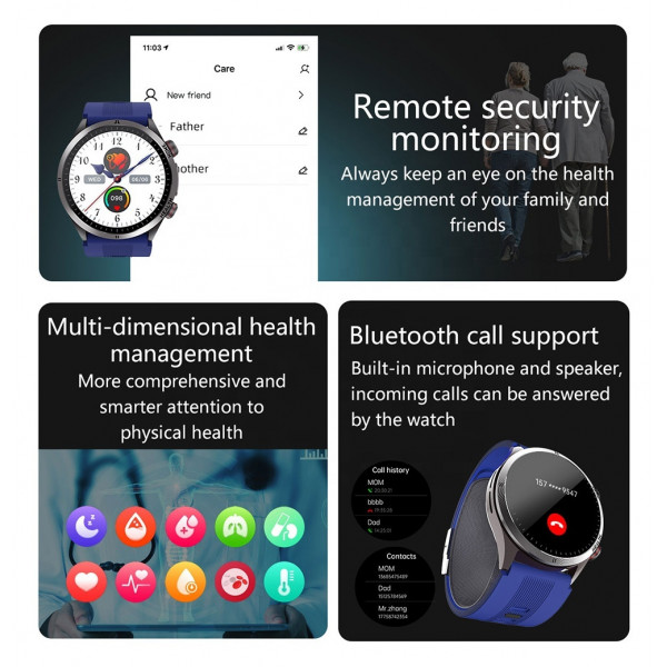 Смарт-часы Lemfo S26 с измерением ЭКГ давления и Bluetooth-звонками