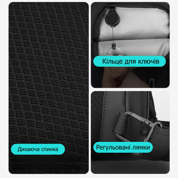 Рюкзак-слінг Mark Ryden MR7808 вологозахищений з відділенням для планшета 11” та застібками YKK