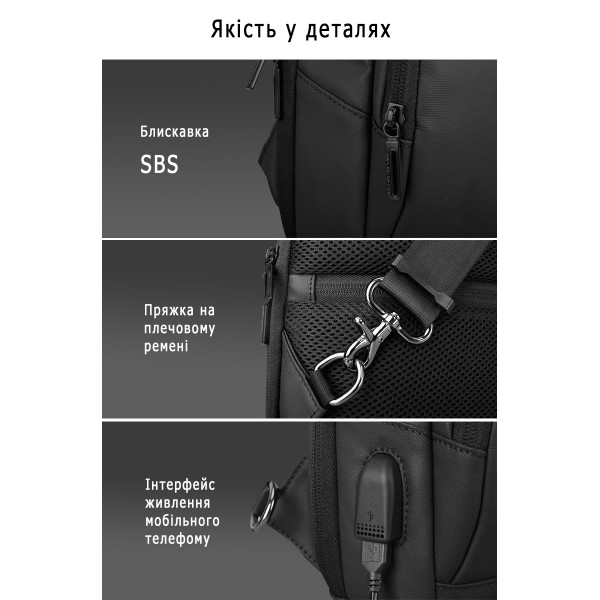 Рюкзак на одне плече Mark Ryden MR7618 з ортопедичною спинкою та USB-портом