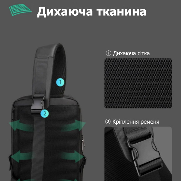 Рюкзак-слінг Mark Ryden MR7633 для ноутбука 12.9" з RFID-захистом та USB портом
