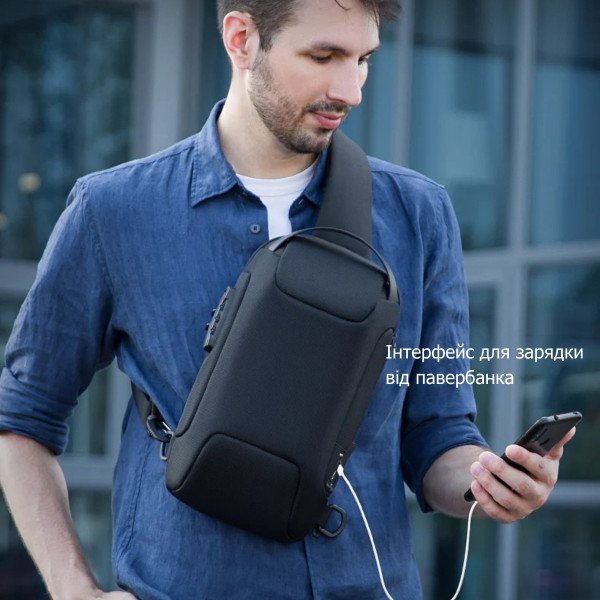 Рюкзак на одно плечо Mark Ryden MR7116 с кодовым замком и USB-портом