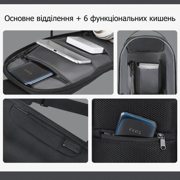 Рюкзак на одно плечо Mark Ryden MR7116 с кодовым замком и USB-портом