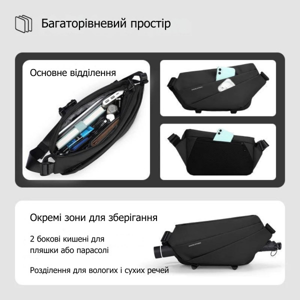 Сумка крос боді Mark Ryden 6108 вологозахищена з USB-портом та дихаючою спинкою