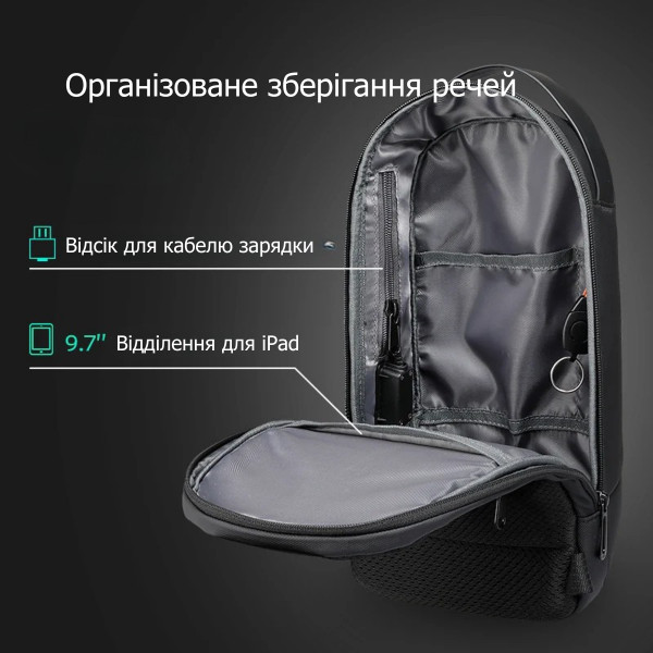 Рюкзак на одно плечо Mark Ryden MR7510 — стильная городская сумка с USB-зарядкой и скрытым карманом