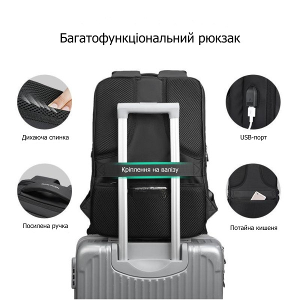 Дорожный рюкзак Mark Ryden MR9668SJ для ноутбука 15.6" и планшета с USB-портом и защитой от влаги