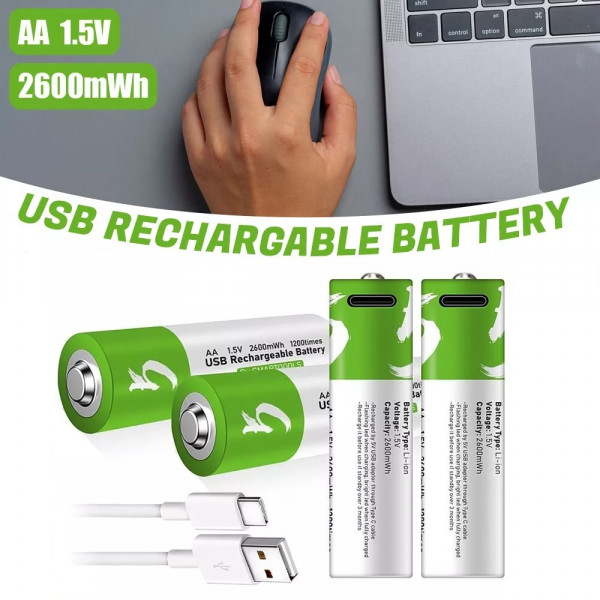 Аккумуляторные батареи АА Smartoools 4 шт. 1733 mah 1.5V с зарядкой Type-C