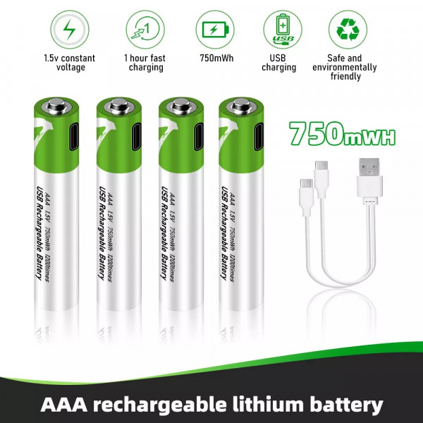Комплект 4 шт. аккумуляторные батарейки Smartoools AAA 500 mah + зарядка Type-C