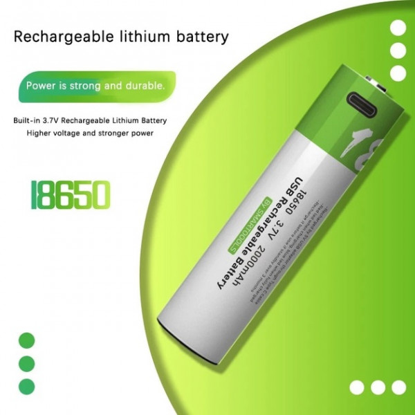 Комплект 2 шт. аккумуляторные батарейки Smartoools 18650 3.7V 2000Mah с зарядкой Type-C