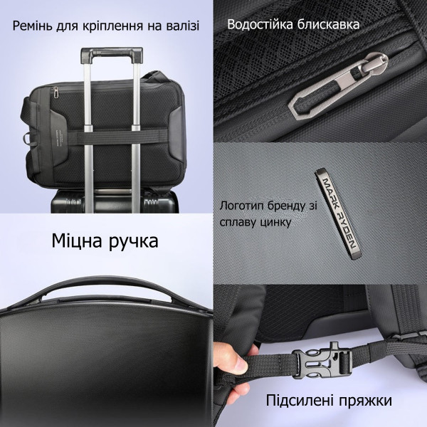 Рюкзак для ноутбука 17” Mark Ryden MR8918 з кодовим замком, ортопедичною спинкою та USB-роз'ємом