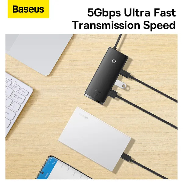 USB hub Baseus Lite Series 6-in-1 Type-C з 4KHDMI та картридером для TF і SD
