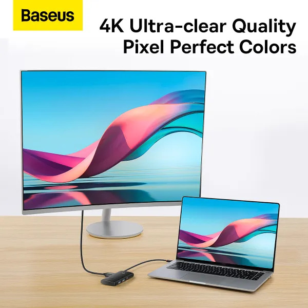 USB hub Baseus Lite Series 6in1 на 3 USB порти, з HDMI-виходом та картридером TF/SD