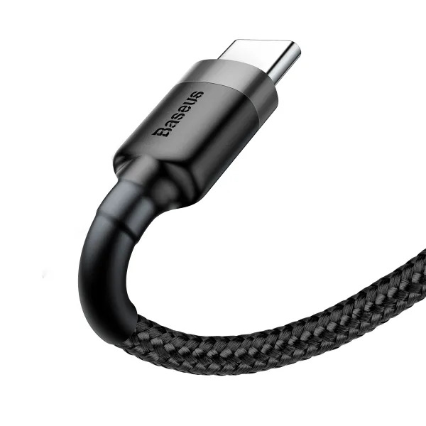 Кабель Baseus Cafule USB-A → USB-C 1м с поддержкой быстрой зарядки QC3.0 3A (CATKLF-BG1)