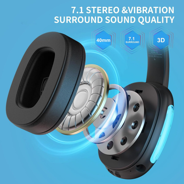 Беспроводные игровые наушники Kotion Each Q3 2.4G с виртуальным звуком 7.1 Уценка