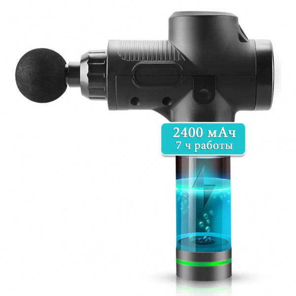 Перкуссионный массажный пистолет Rlaxyoo S3 2400 мАч для мышц - 30 режимов, 6 насадок