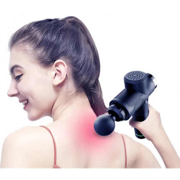 Перкуссионный массажный пистолет Rlaxyoo S3 2400 мАч для мышц - 30 режимов, 6 насадок