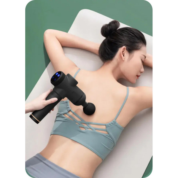 Перкуссионный массажный пистолет Rlaxyoo S3 2400 мАч для мышц - 30 режимов, 6 насадок